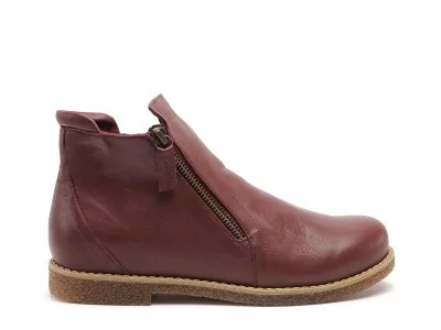 0340010 ZIP Bordeaux Boots et Bottines Plates Femme