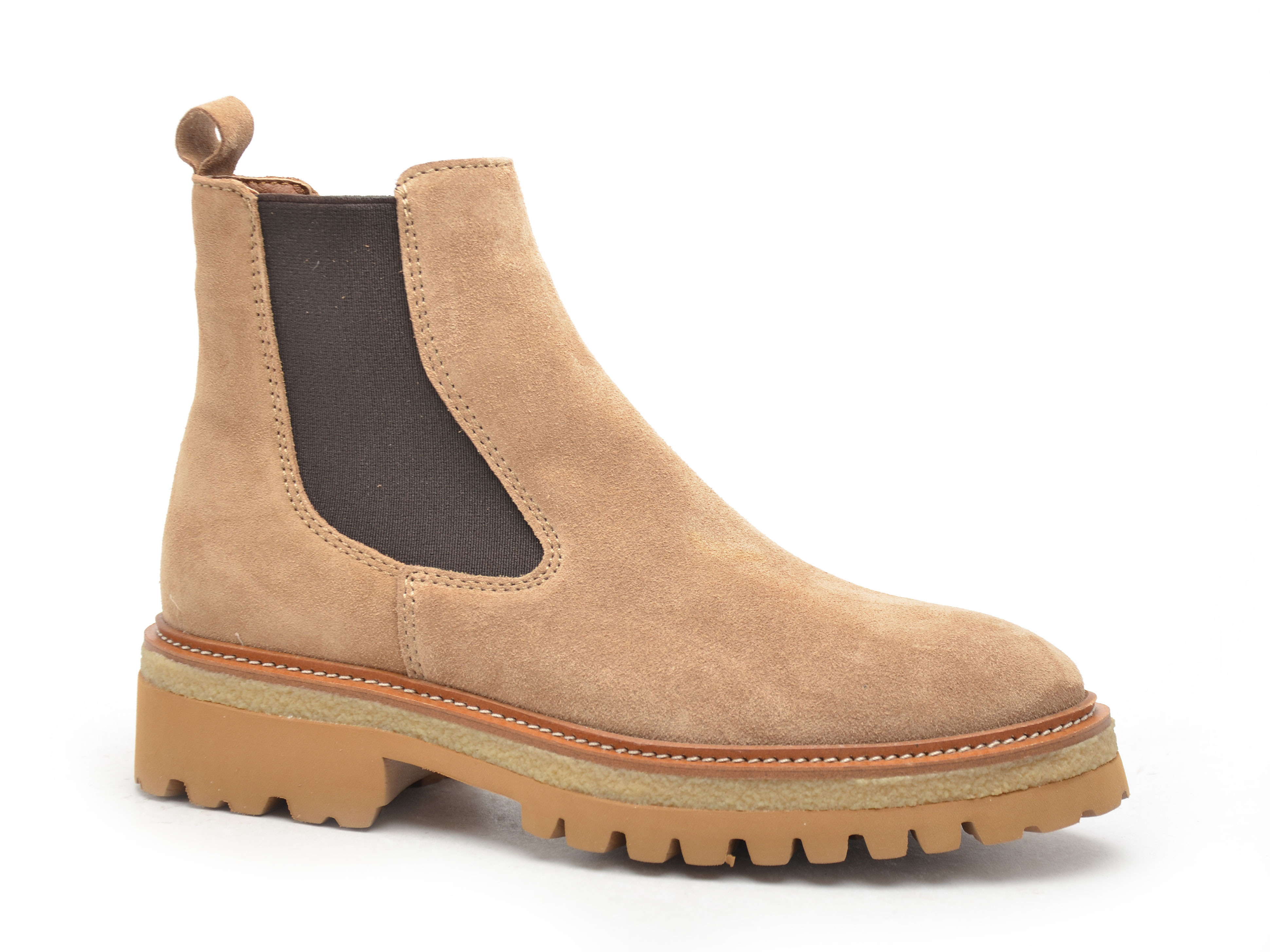 Bottines Chelsea Femme ALPE – Talon Large, Daim/cuir, Fermeture éclair, Bout Rond (hauteur Cheville)